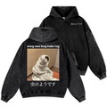 Snug Cat Vintage Washed Cotton Back Art Hoodie