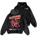 Bubble Bath Octopus Vintage Washed Cotton Back Art Hoodie