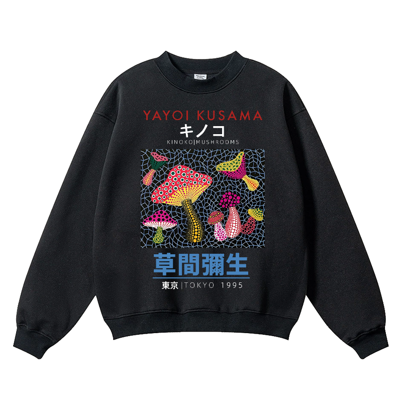 Yayoi Kusama Mushroom Vintage Cotton Blend Crewneck Sweatshirt