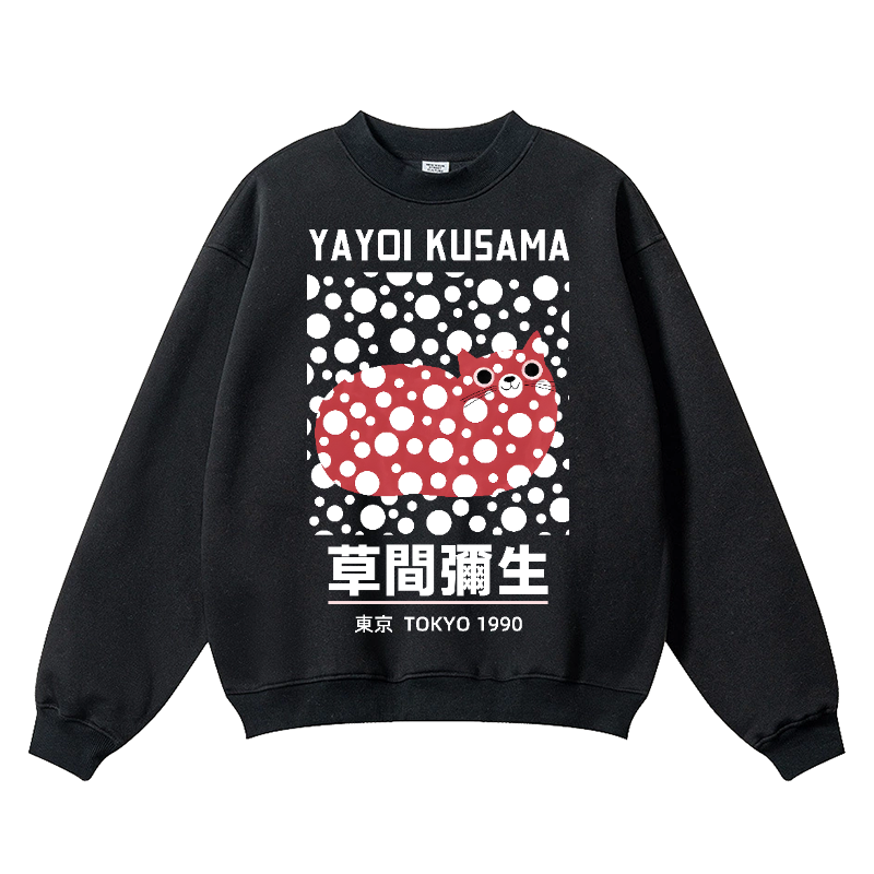 Yayoi Kusama Dot Cat Vintage Cotton Blend Crewneck Sweatshirt