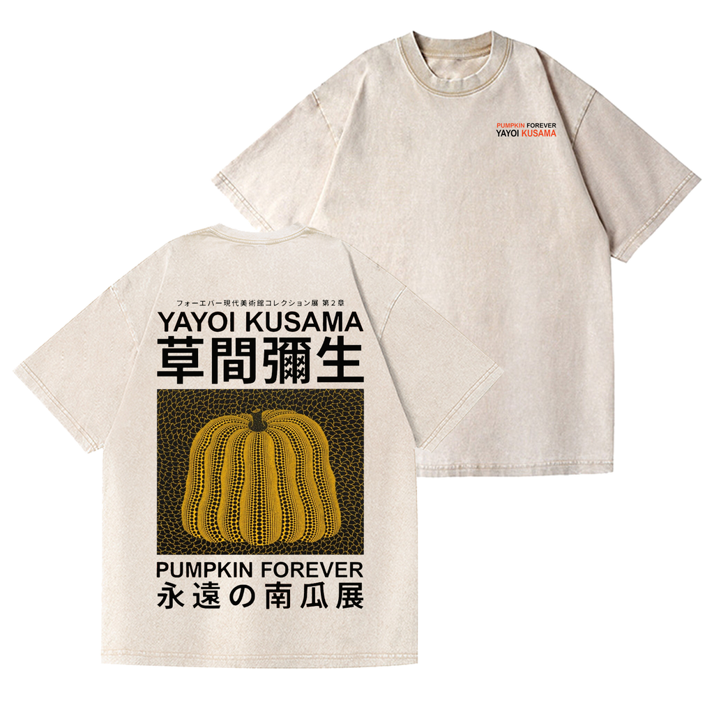 Yayoi Kusama Pumpkin Vintage Wash Japanese Design Back Art T-Shirt