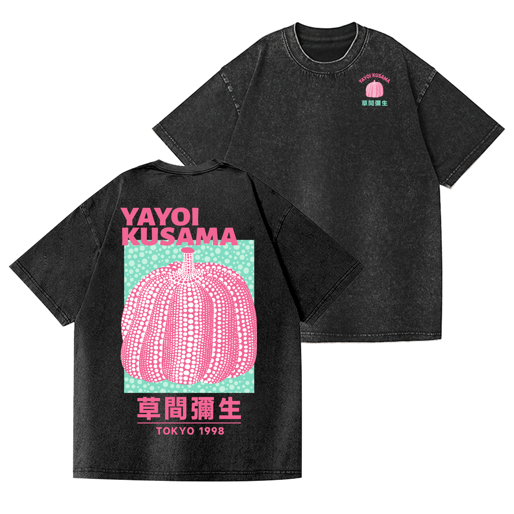 Yayoi Kusama Pumpkin Vintage Wash Japanese Design Back Art T-Shirt