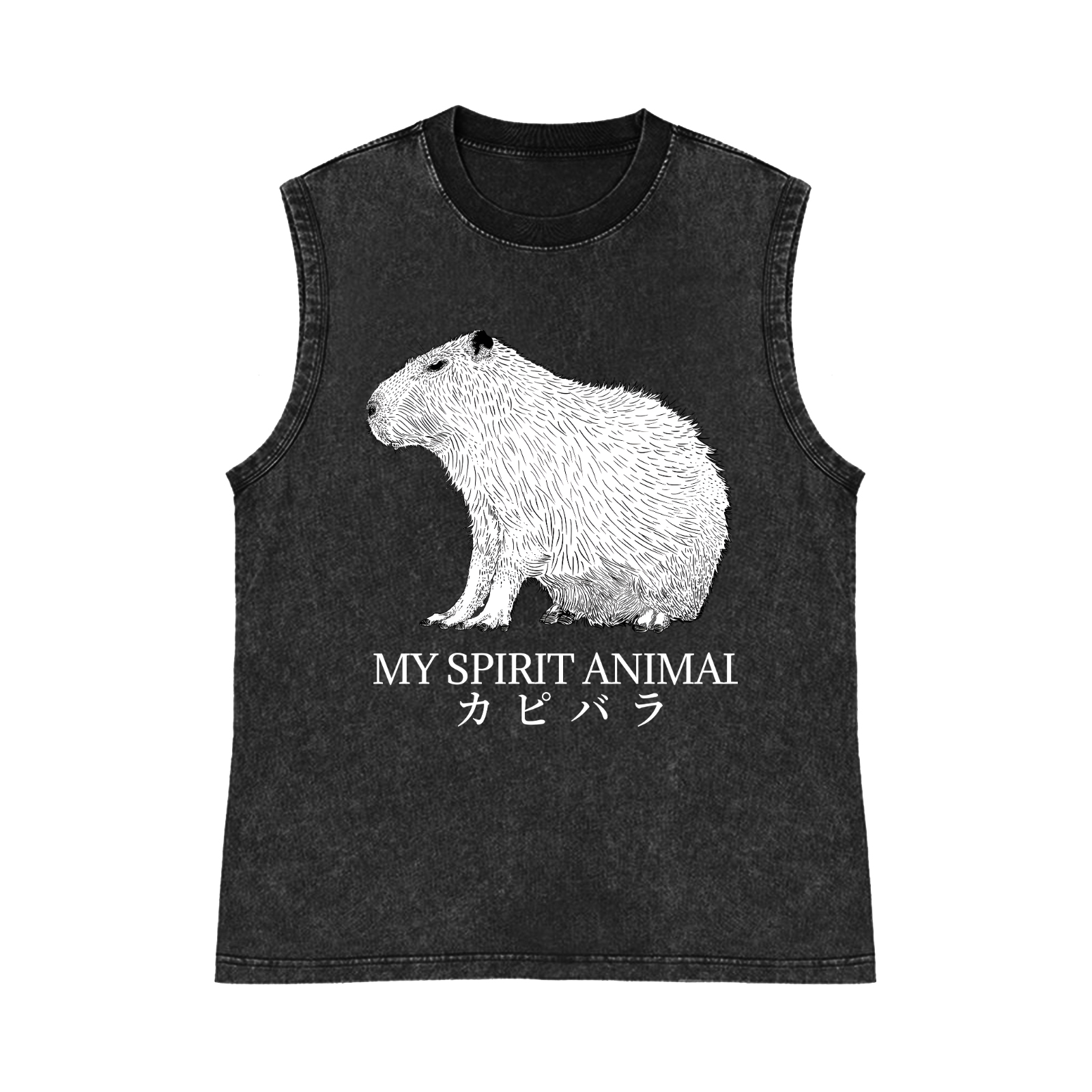 Capybara Pure Cotton Wash-Dyed Sleeveless Tank Top