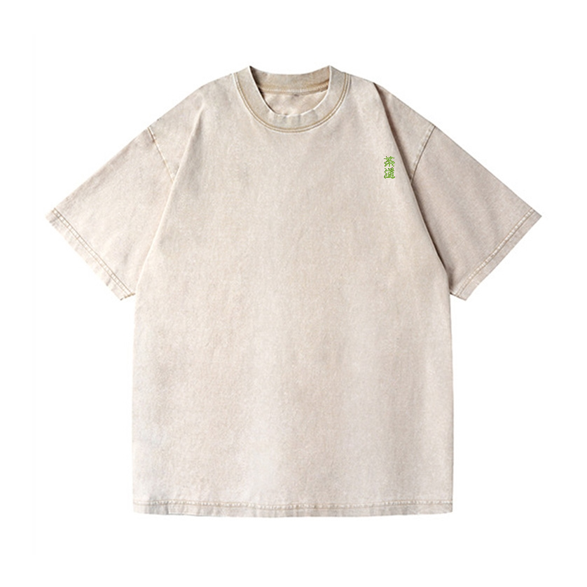 Tea Ceremony Cat Vintage Wash Japanese Design Back Art T-Shirt