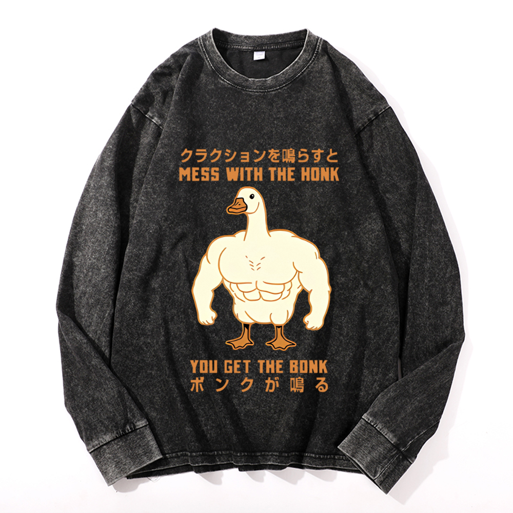 Vintage Cotton Wash Crewneck Long-Sleeve T-Shirt