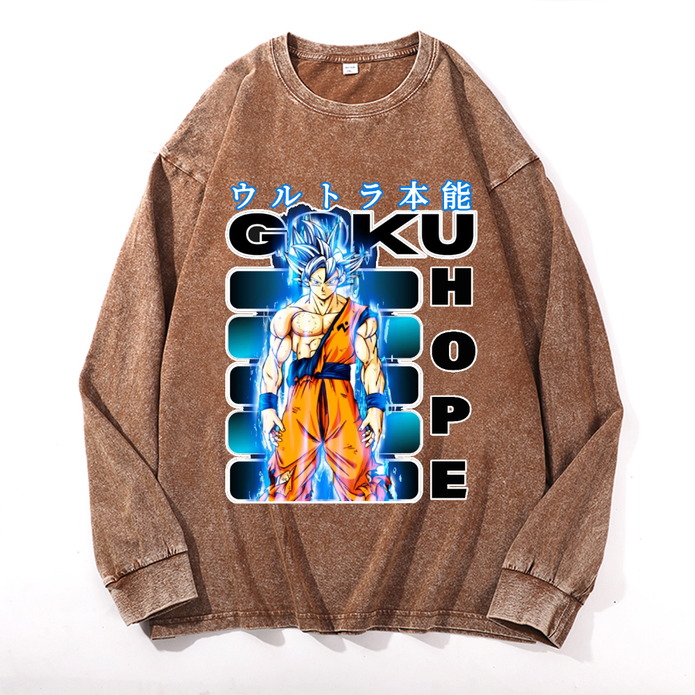 Goku Son Vintage Cotton Wash Long-sleeve T-shirt