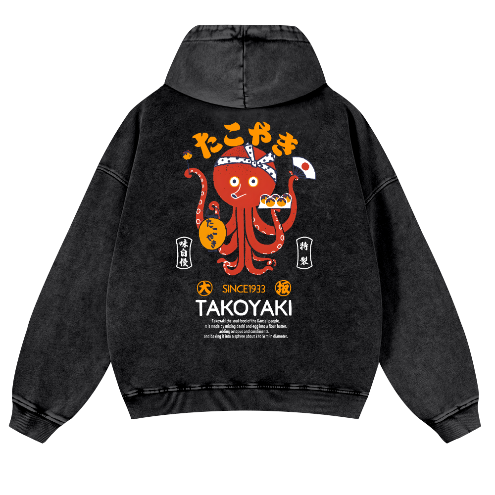 Takoyaki Octopus Vintage Washed Cotton Back Art Hoodie