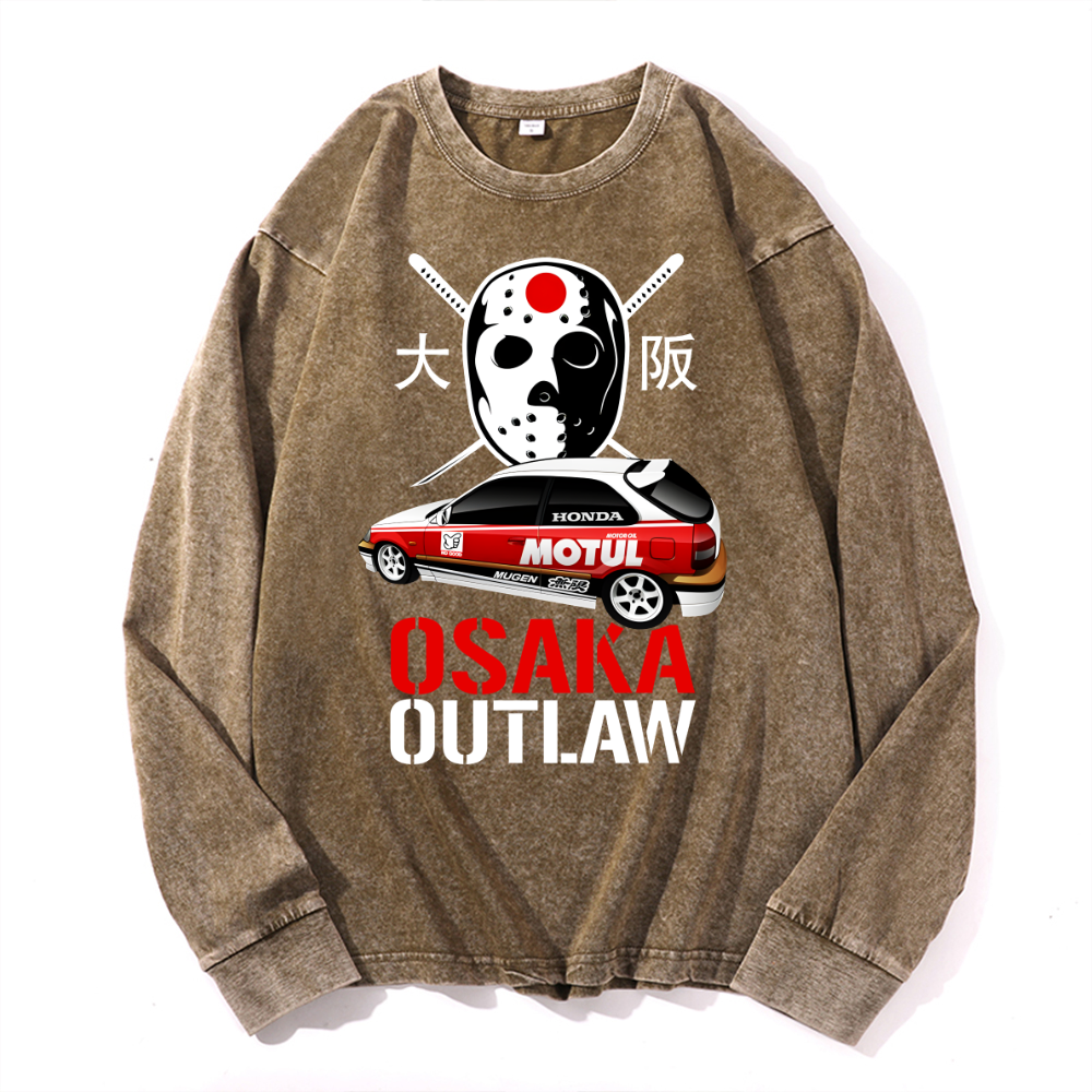 Osaka Outlaw Vintage Cotton Wash Crewneck Long-Sleeve T-Shirt