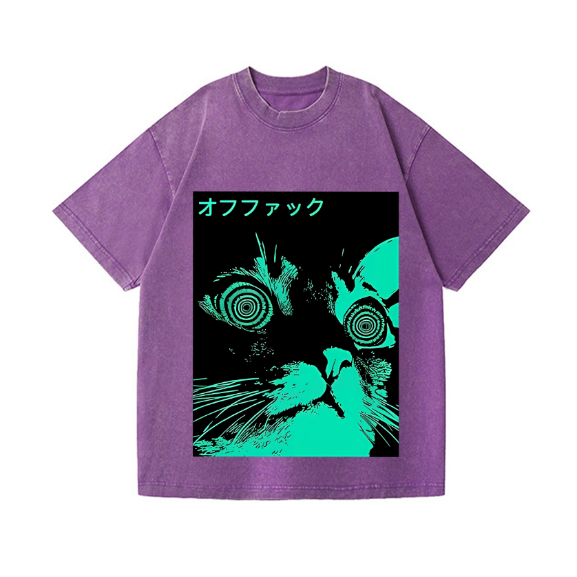 Cat Vintage Wash Japanese Design T-Shirt