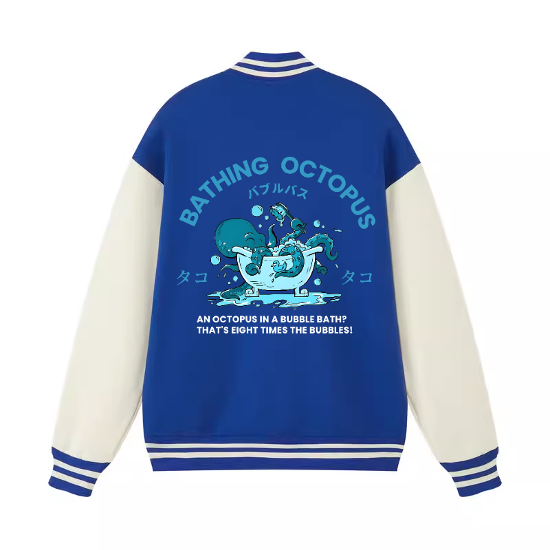 Bubble Bath Octopus Vintage Cotton Varsity Jacket