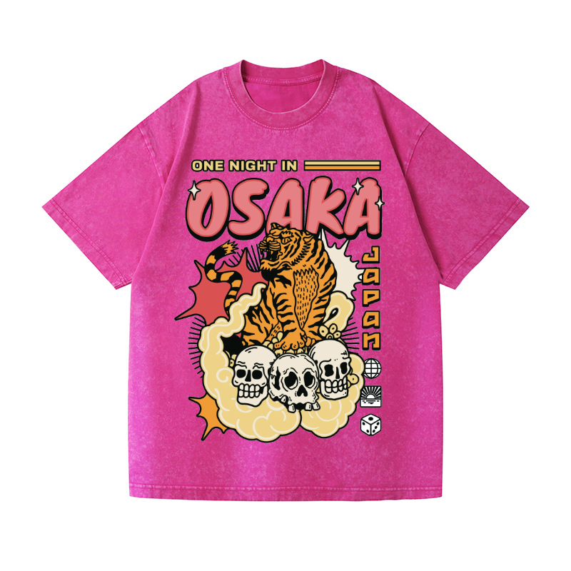 One Night in Osaka Tiger Vintage Wash Japanese Design T-Shirt