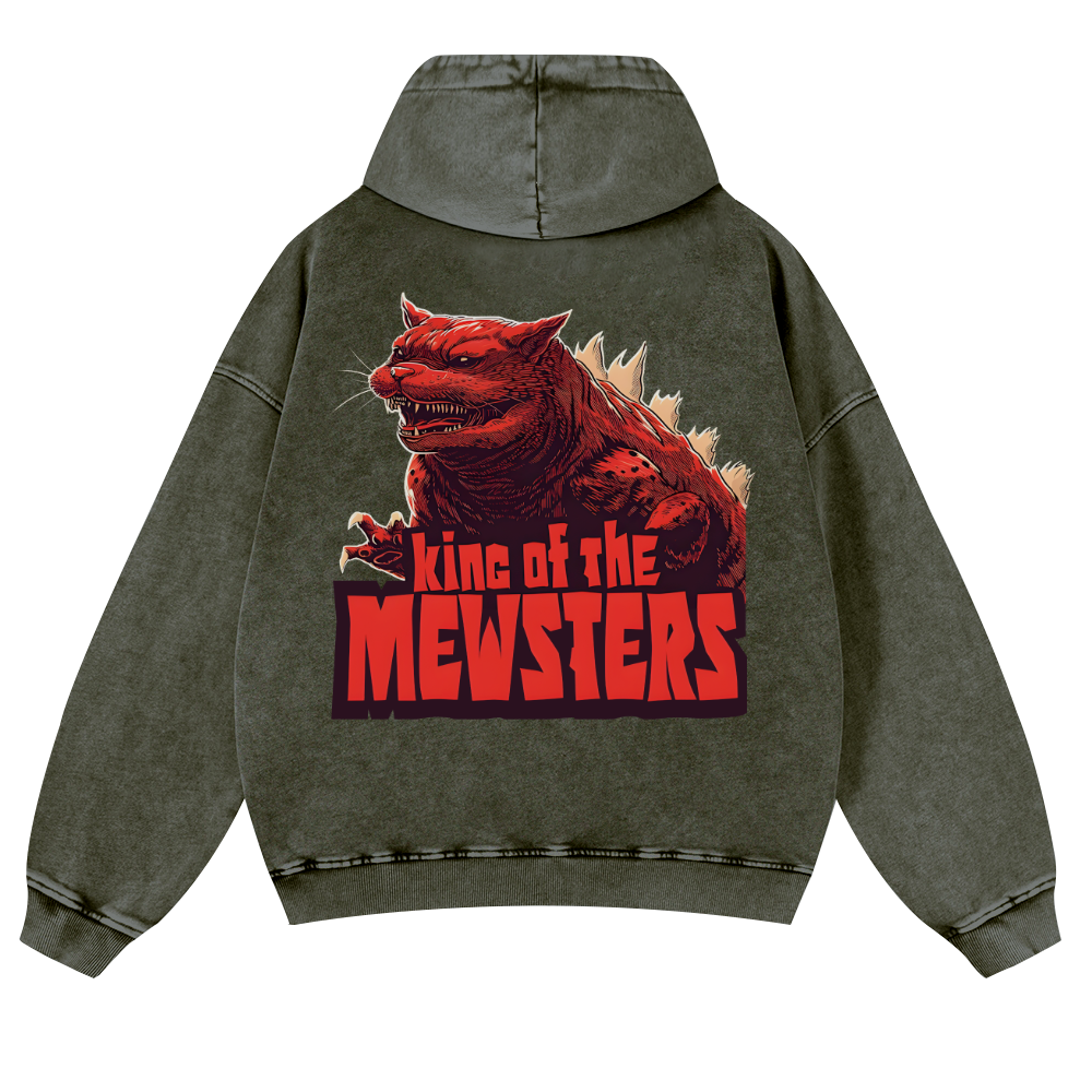 Catzilla Cat Kaiju Vintage Washed Cotton Back Art Hoodie