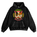 Hokkaido Hellcats Cat Vintage Washed Thick Cotton Hoodie