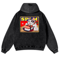 Spam Cat Vintage Washed Cotton Back Art Hoodie