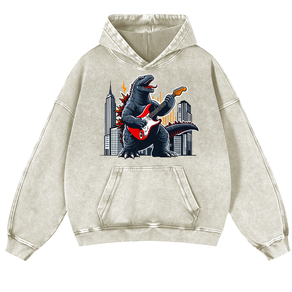 Rock Kaiju Vintage Washed Thick Cotton Hoodie