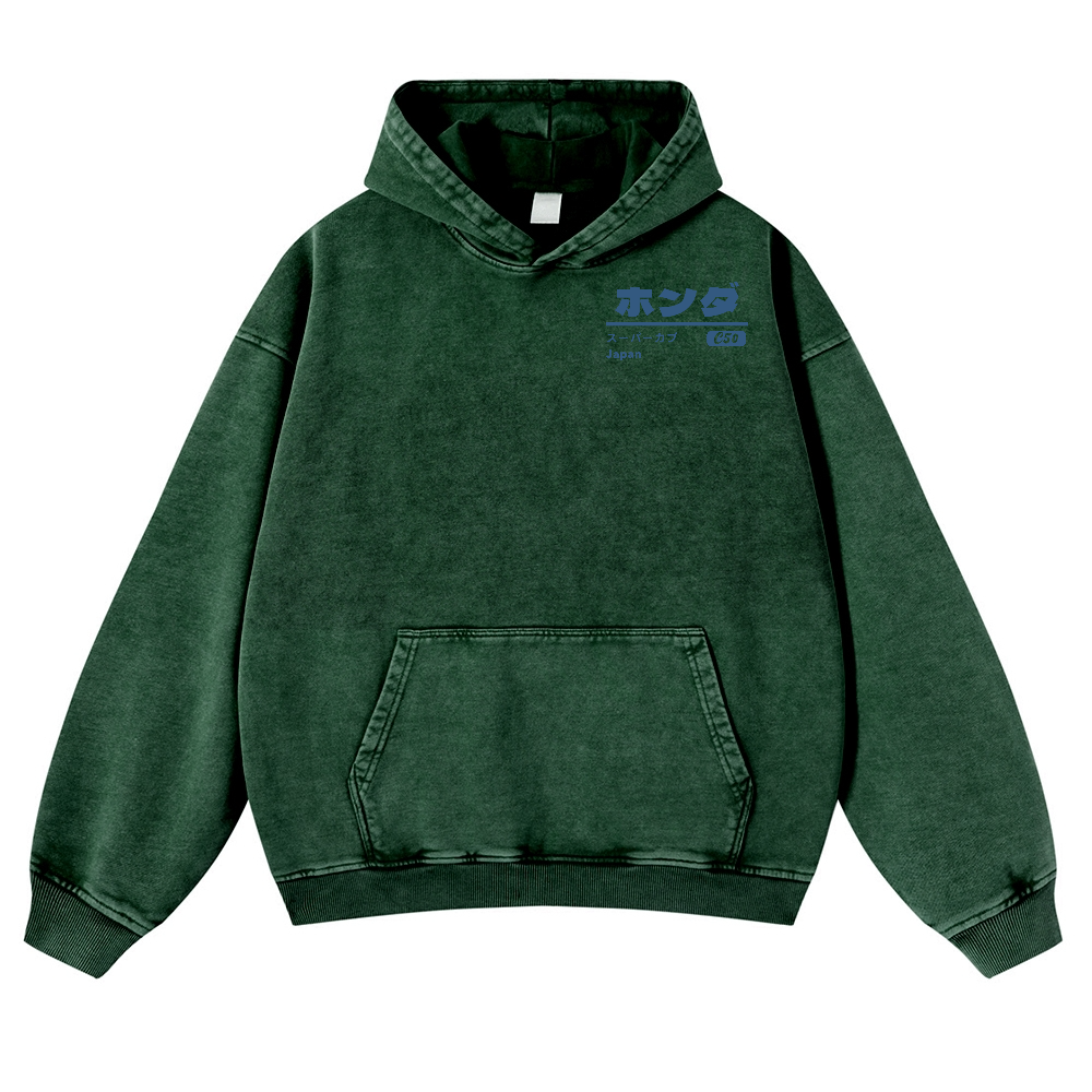 Honda Car  C50 Super Cub Vintage Washed Cotton Back Art Hoodie