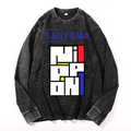 Sauyama Nippon Vintage Cotton Wash Crewneck Long-Sleeve T-Shirt
