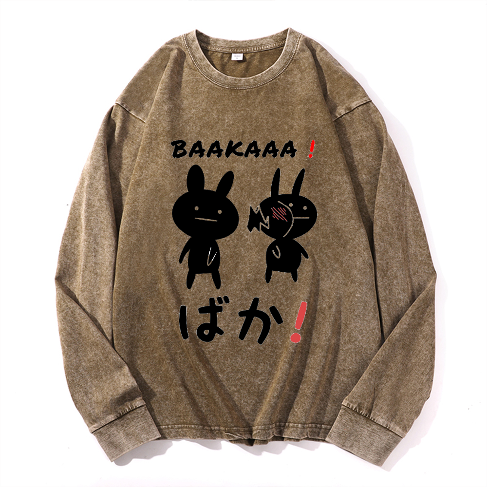 Vintage Cotton Wash Crewneck Long-Sleeve T-Shirt
