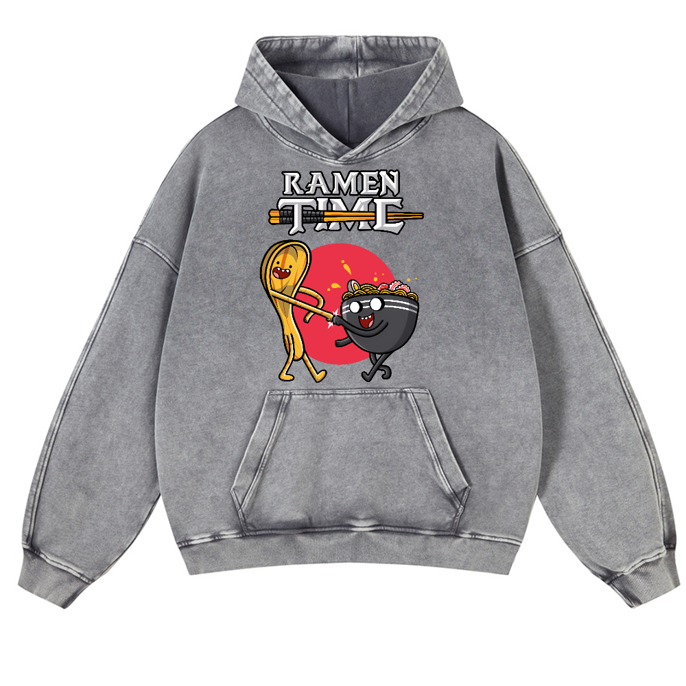 Ramen Vintage Washed Thick Cotton Hoodie
