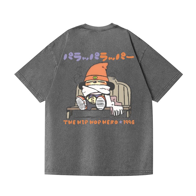 PaRappa the Rapper Vintage Wash Japanese Design Back Art T-Shirt