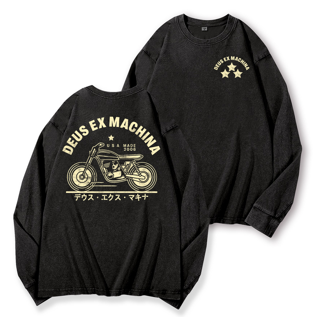Deus Ex Machina Vintage Washed Cotton Back Art Long-sleeve T-shirt