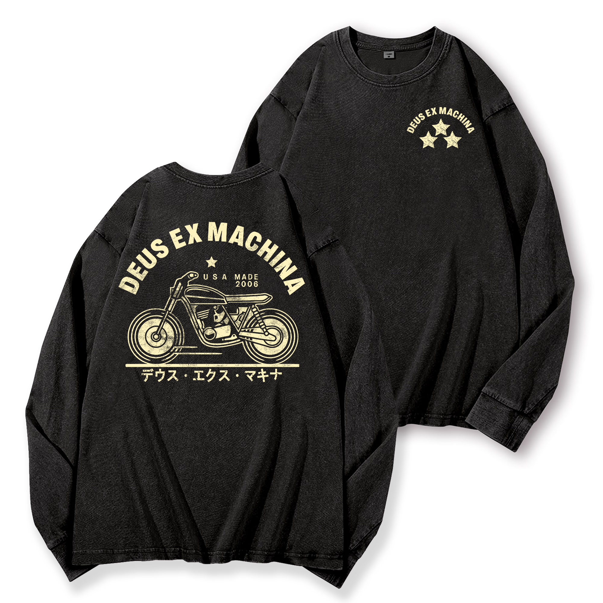 Deus Ex Machina Vintage Washed Cotton Back Art Long-sleeve T-shirt