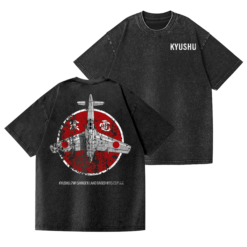 Shinden Fighter Alternate Vintage Wash Japanese Design Back Art T-Shirt