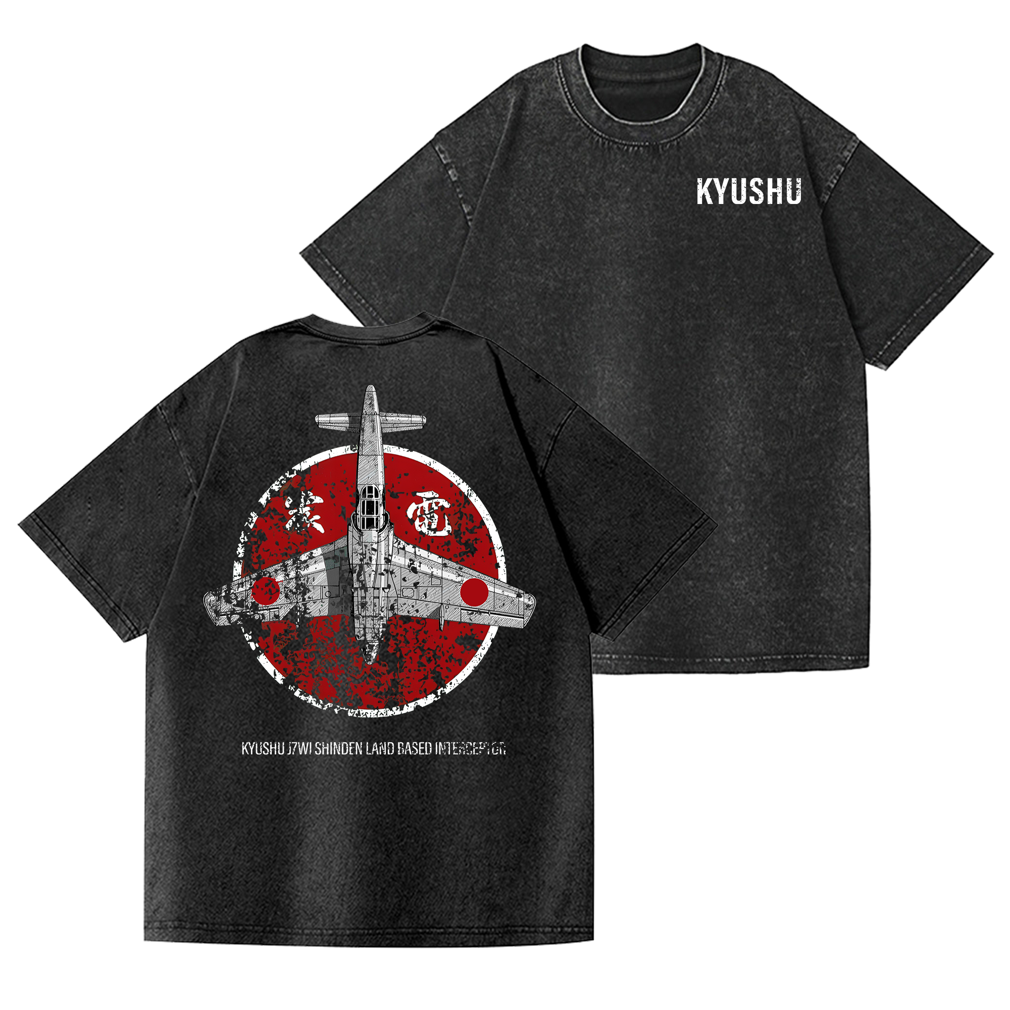 Shinden Fighter Alternate Vintage Wash Japanese Design Back Art T-Shirt
