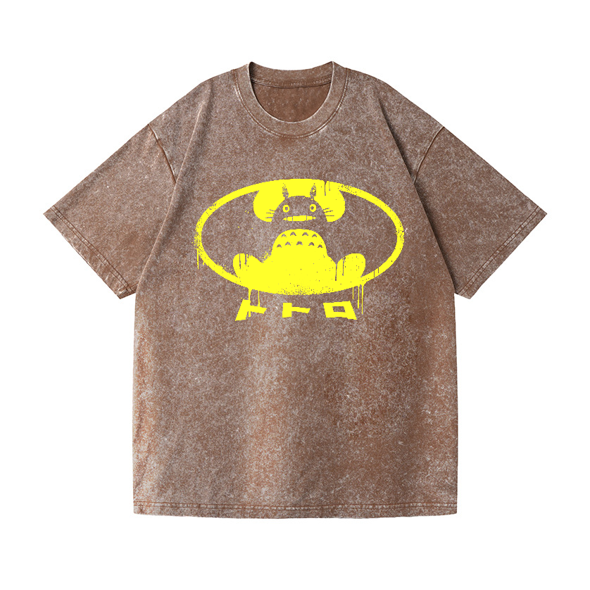 Ghibli Totoro Batman Vintage Wash Japanese Design T-Shirt