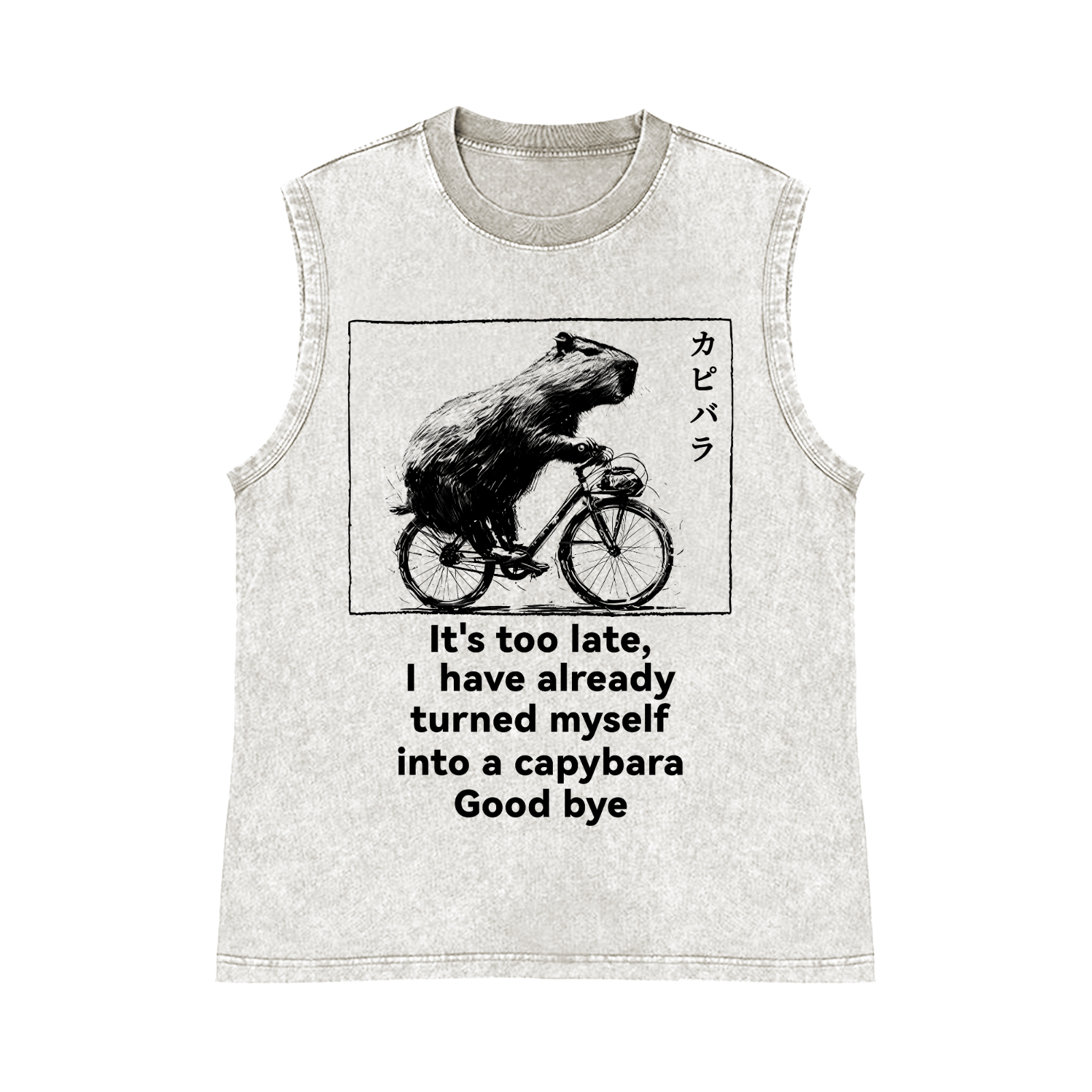 Capybara Pure Cotton Wash-Dyed Sleeveless Tank Top