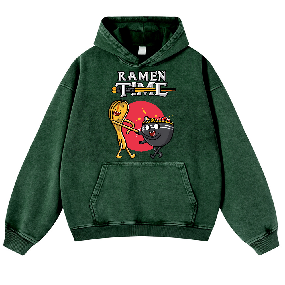 Ramen Vintage Washed Thick Cotton Hoodie