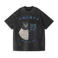 Masked Cat Vintage Wash Japanese Design T-Shirt