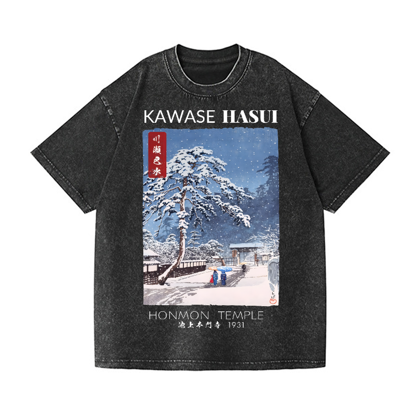 Kawase Hasui Vintage Wash Japanese Design T-Shirt