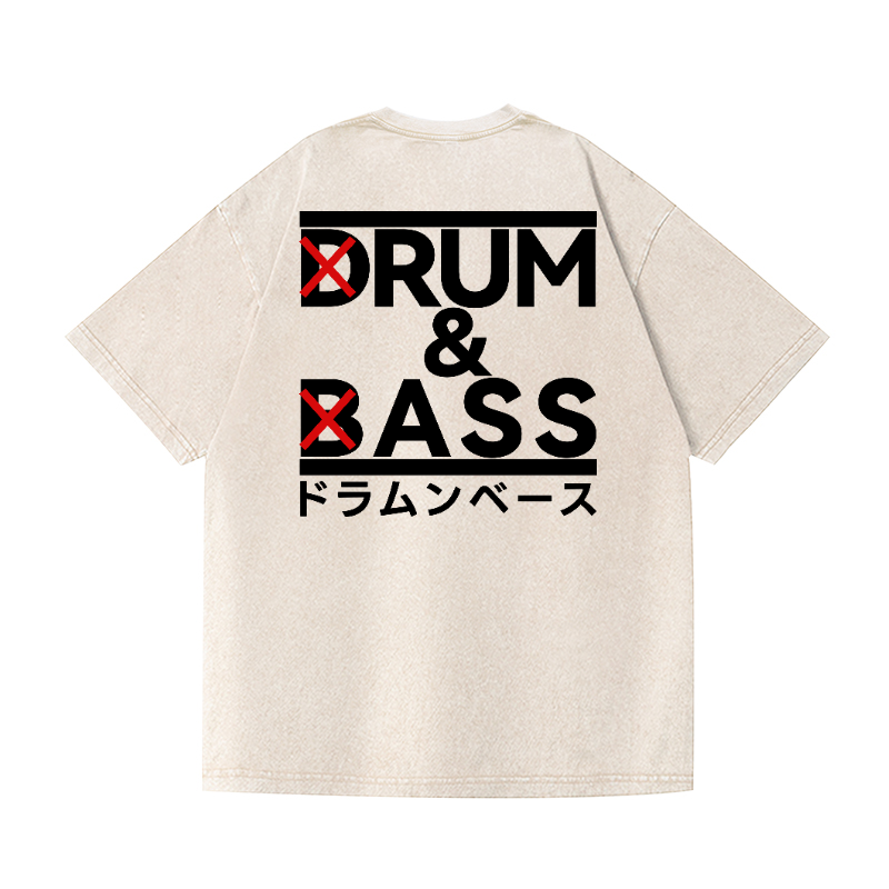 Drum and Bass Vintage Wash Japanese Design Back Art T-Shirt