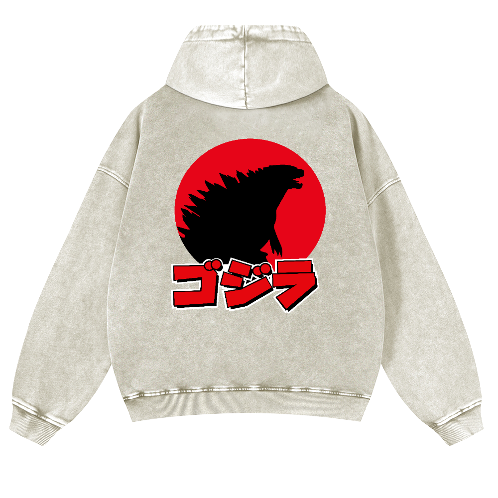 Kaiju Vintage Washed Cotton Back Art Hoodie