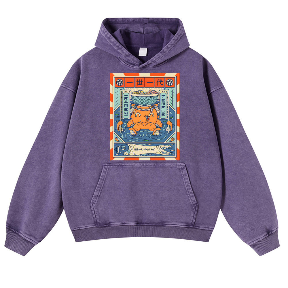 Octopus Vintage Washed Thick Cotton Hoodie
