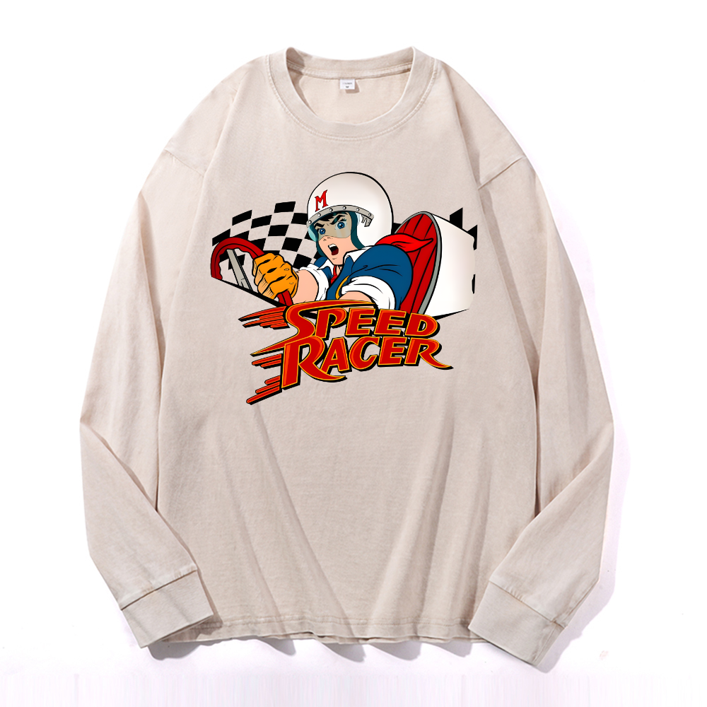 Speed Racer Vintage Cotton Wash Crewneck Long-Sleeve T-Shirt