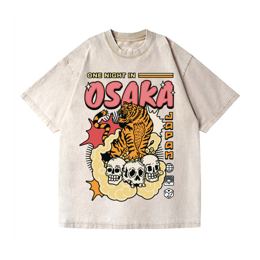 One Night in Osaka Tiger Vintage Wash Japanese Design T-Shirt