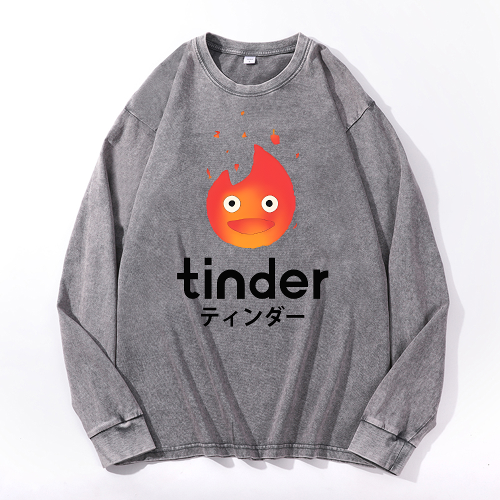 Ghibli Tinder Vintage Cotton Wash Long-sleeve T-shirt