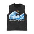 Catsushika Hokusai Cat Wave   Pure Cotton Wash-Dyed Sleeveless Tank Top