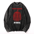 Yayoi Kusama Pumpkin Vintage Cotton Wash Crewneck Long-Sleeve T-Shirt