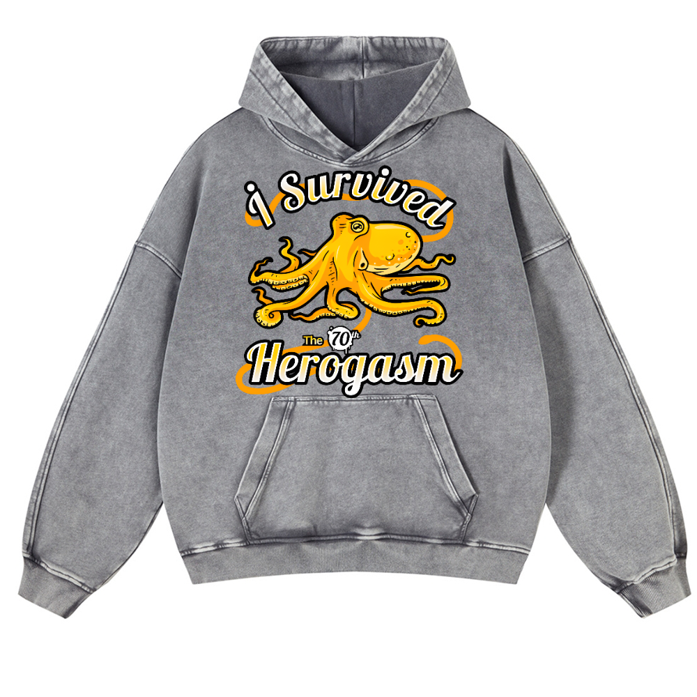 Octopus Vintage Washed Thick Cotton Hoodie