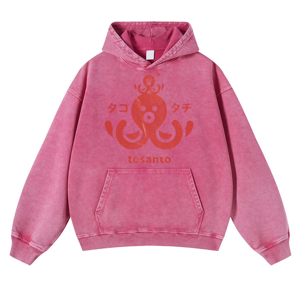 Octopus Vintage Washed Thick Cotton Hoodie