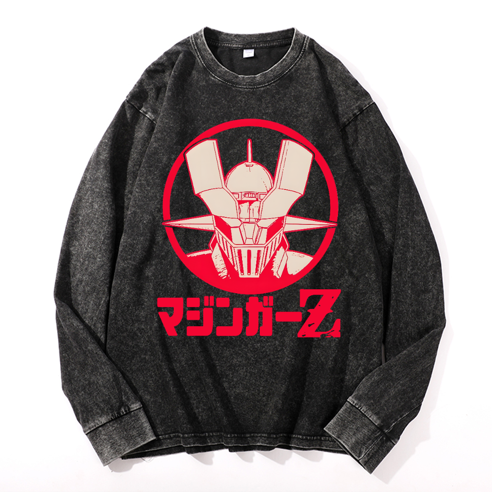 Mazinger Z Vintage Cotton Wash Long-sleeve T-shirt
