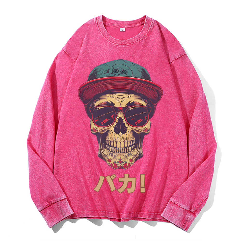 Vintage Cotton Wash Crewneck Long-Sleeve T-Shirt