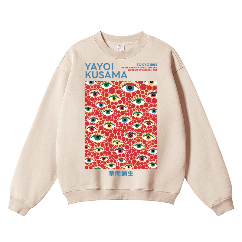 Yayoi Kusama Eyes Vintage Cotton Blend Crewneck Sweatshirt