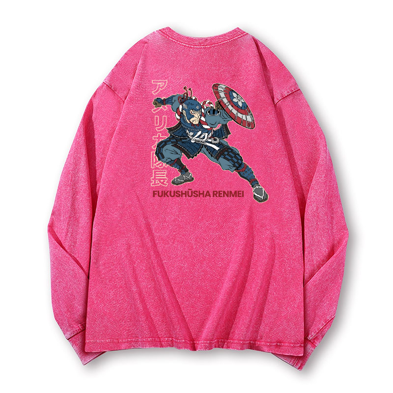 Captain Vintage Washed Cotton Back Art Long-sleeve T-shirt