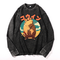 Capybara Vintage Cotton Wash Crewneck Long-Sleeve T-Shirt