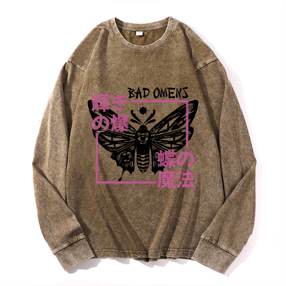 Vintage Cotton Wash Crewneck Long-Sleeve T-Shirt