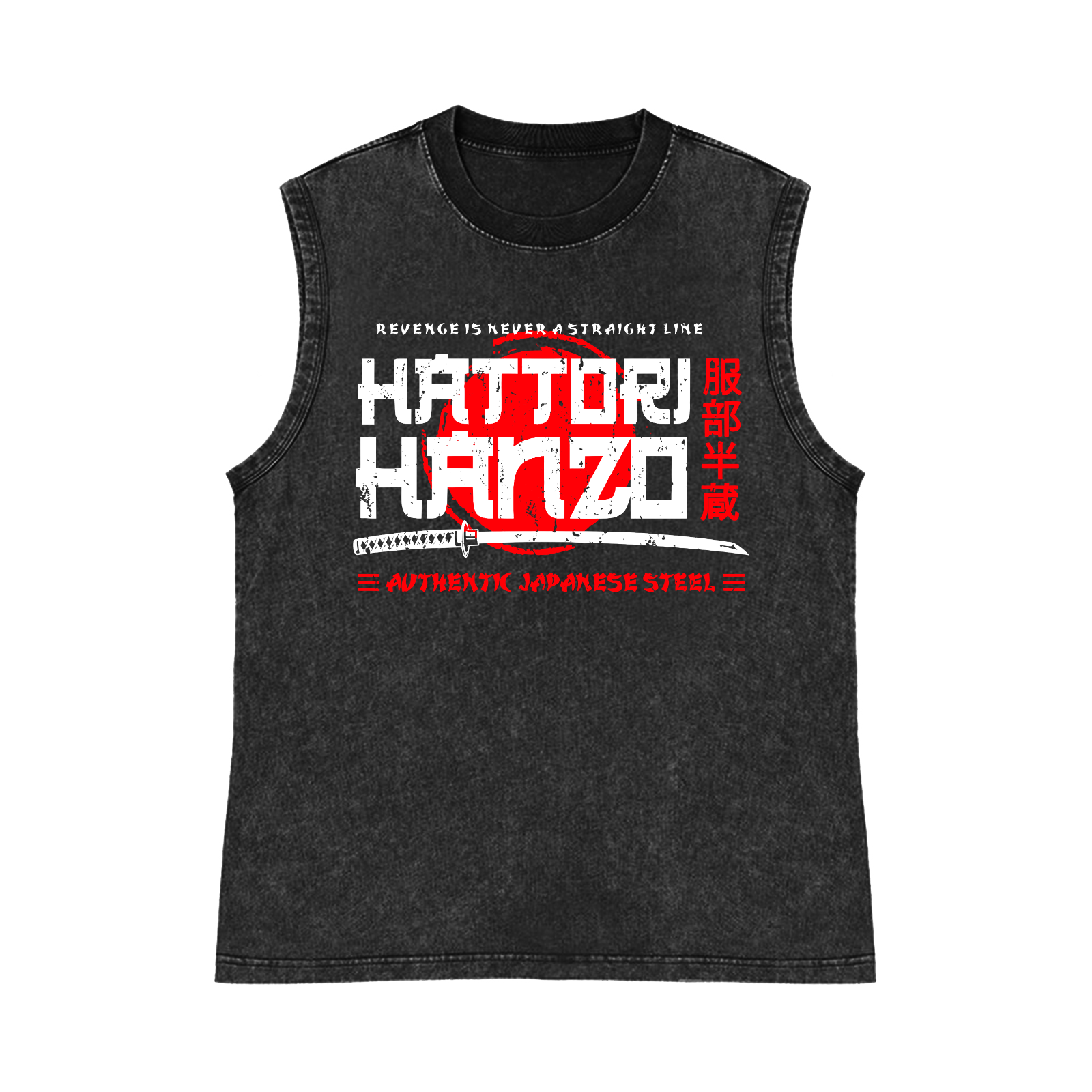Hattori Hanzo Okinawa Japan Pure Cotton Wash-Dyed Sleeveless Tank Top
